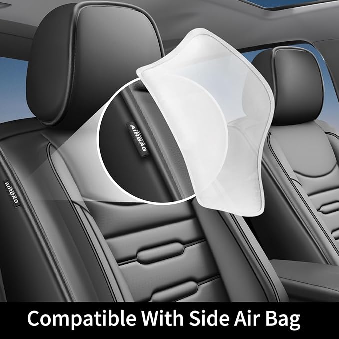 Fit 4Runner Car Seat Covers (5 Seats) for Select Toyota 4Runner 2003-2024 2025 2026 - Full Coverage Leather,Airbag Compatible, Waterproof & All Weather Seat Cushion Protector,Full Set,Black