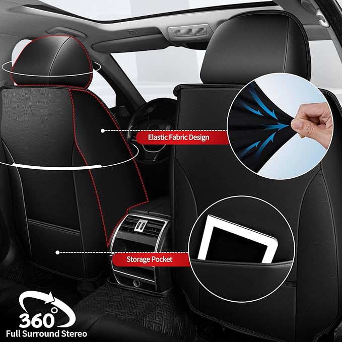 TTX LIGHTING Car Seat Covers fit for Jeep Compass 2012-2026 Front Seat: Premium Leather Automotive Seat Cover with Airbag Compatible Waterproof (2 Seats, Black & Gray)