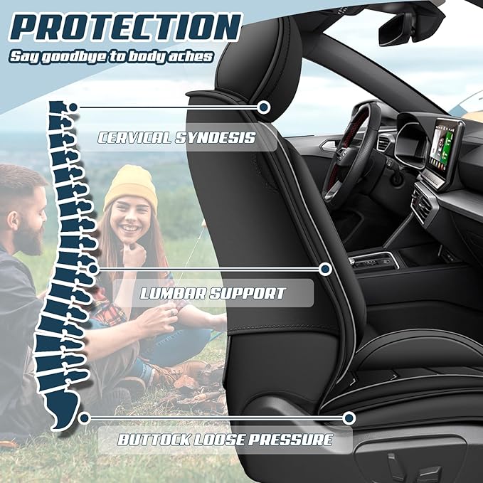 Car Seat Covers for KIA Sedona 2003-2021, Premium Nappa Leather Car Seat Cover, Stylish Sport Seat Covers， Automobile Seat Cover Sets.(Standard 2 Seats/Pure Black)