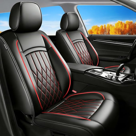 Fit Integra Car Seat Covers for Acura Integra 2023-2026 - Premium Leather, Waterproof, All-Weather, Airbag Compatible, Breathable, Seat Protectors, Only 2 Front seat Covers, Redline