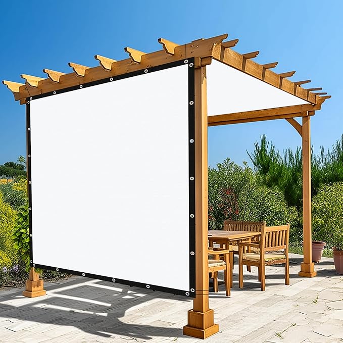 Amagenix 90% Pergola Shade Cover 4' X 5' Sun Shade Cloth with Grommets for Outdoor Garden Patio Porch, Commercial Grade 200 GSM - Cable Zip Ties Included (We Customized) GN108, White