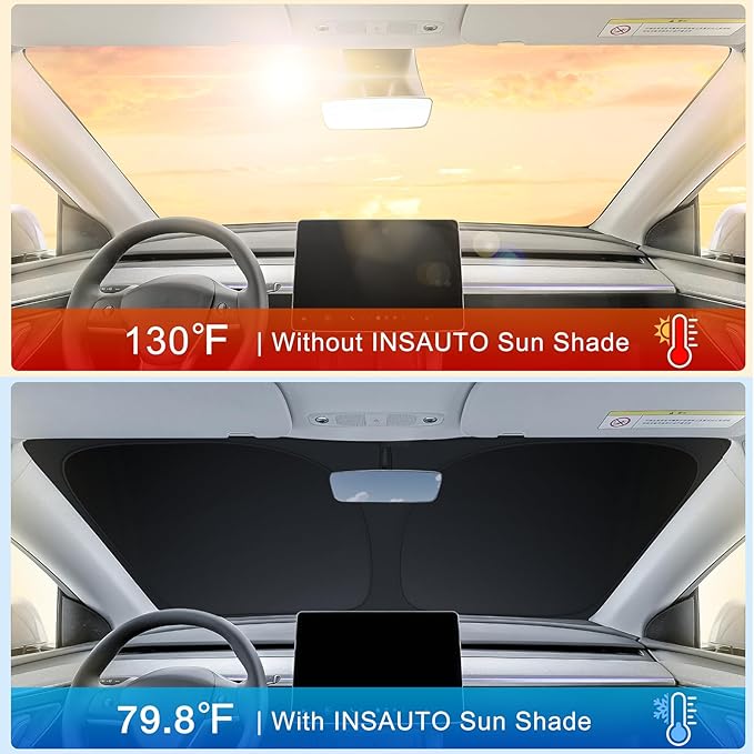 INSAUTO Custom Fit Windshield Sun Shade Accessories for Ford Ranger 2019-2026, Foldable Front Window Sunshade, UV & Heat Reflector, Keeps Interior Cool, Includes Storage Bag
