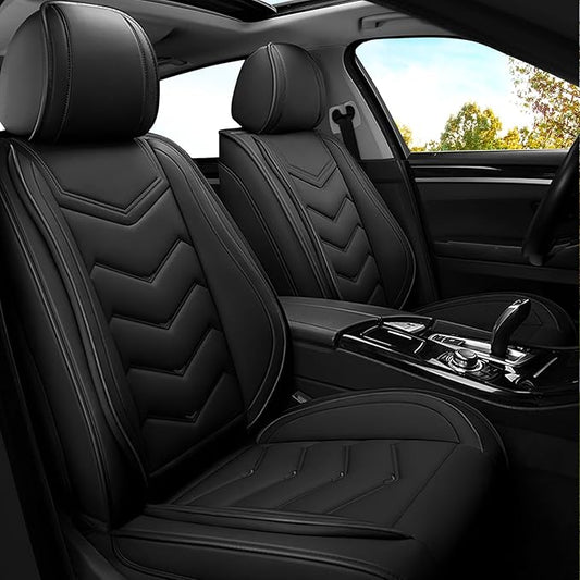Car Seat Covers for Jeep Grand Cherokee L 2021-2025, Premium Nappa Leather Car Seat Cover, Stylish Sport Seat Covers， Automobile Seat Cover Sets.(Standard 2 Seats/Pure Black)