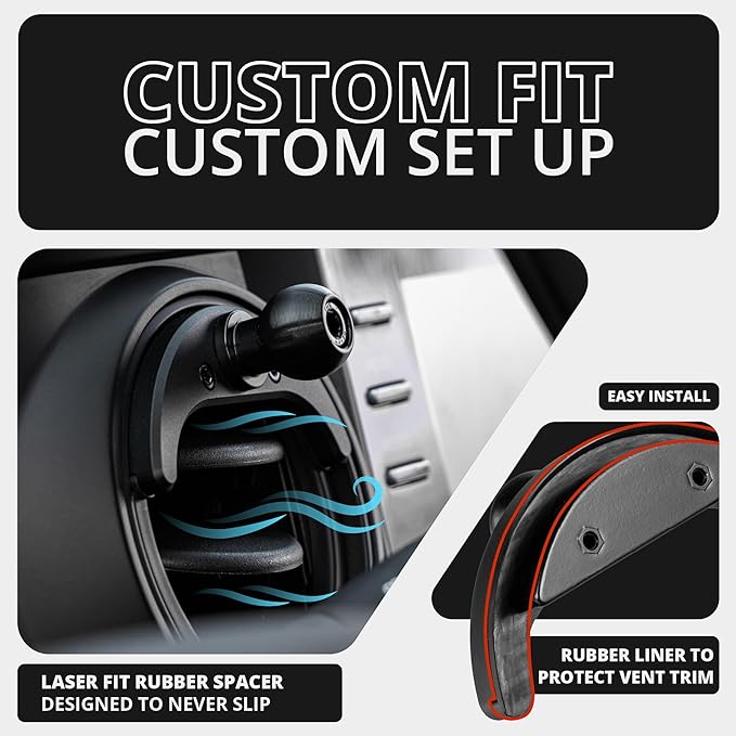 Tackform Link Vent Phone Mount Compatible with 2016-2023 Toyota Tacoma and 2014-2021 Toyota Tundra | Aluminum | Zero Slip | Compatible with MagSafe | Universal Magnetic Holder | 2" Arm | Orange Knob