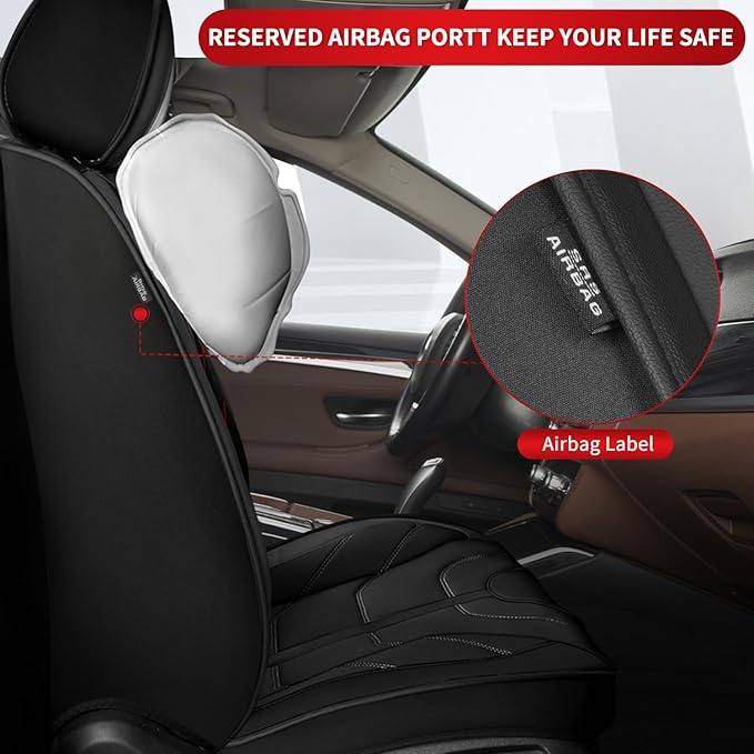 TTX LIGHTING Car Seat Covers fit for Toyota Venza 2009-2020 Front Seat: Premium Leather Automotive Seat Cover with Airbag Compatible Waterproof (2 Seats, Black)