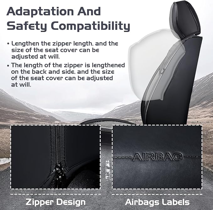 Truck Seat Covers for Chevy Silverado 3500 2007-2026, Waterproof Premium Leather Full Coverage Car Seat Cover, Muscle Sport Style Auto Interior Seat Cover Sets (Full Set/Black Gray)