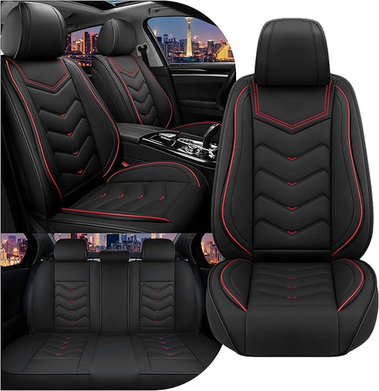 CTDS Car Seat Covers for Chevy Malibu 2000-2026, Stylish Sport Seat Cover, Premium Nappa Leather Car Seat Cover. Automobile Seat Covers Sets.(Standard 5 Seats/Black)