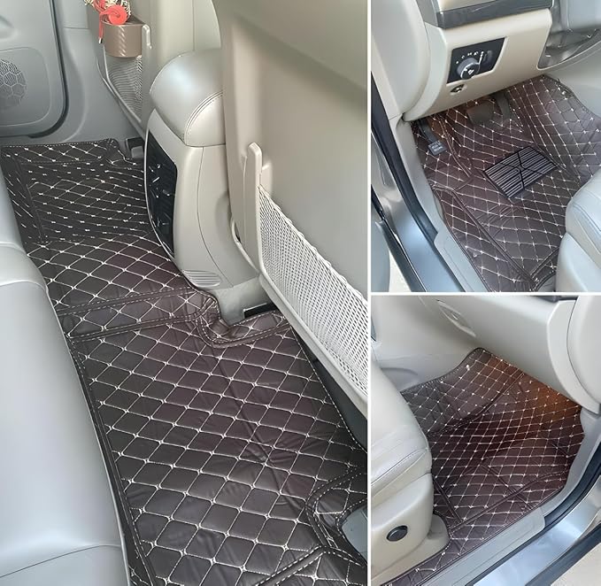 Customize Car Floor Mats for 99% Sedan SUV Sports Car All Weather Leather Full Coverage Waterproof Non-Slip Vehicle Lining Pads (Black red Splicing)