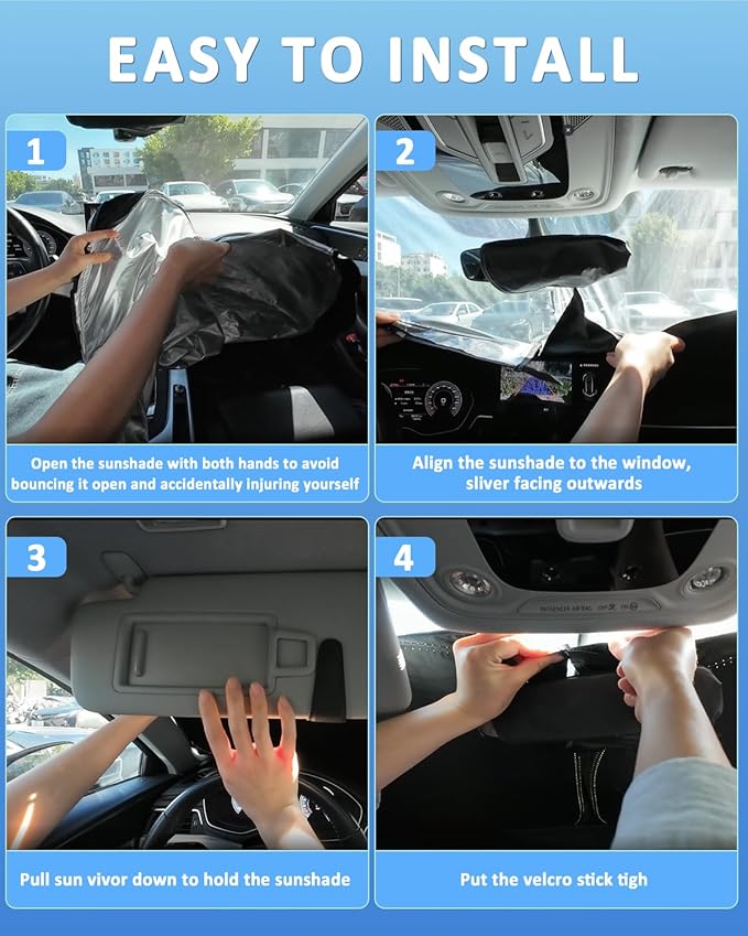 Windshield Sunshade for Rivian R1S 2022-2025 2026 Sun Shade Car Windshield Accessories Upgrade 4 Layers Blocks UV Rays Custom Fit R1S 240T Car Window Shades Front Windshield Keep Cool Foldable