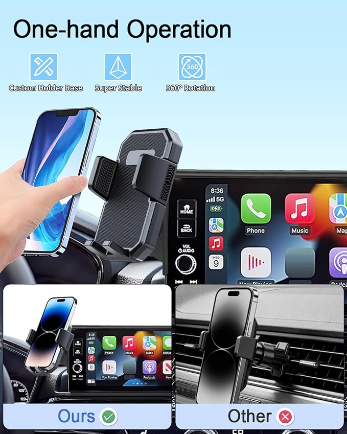 PZK Car Phone Holder for Hyundai Elantra 2021-2025 2026 SE/SEL/Sport/Limited/N Line Accessories Custom 8-Inch/10.25-Inch Screen Auto Lock Car Phone Mount with 360° Rotating Extension Rod