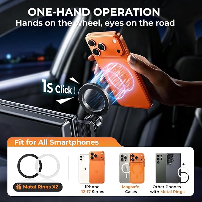 Car Phone Holder for Cadillac CT5 2024 2023 2022 2021 2020 (Only for 10-Inch Screen) 360° Rotation Magnetic Cell Phone Mount, Compatible with Magsafe, Does Not Affect Air Vent