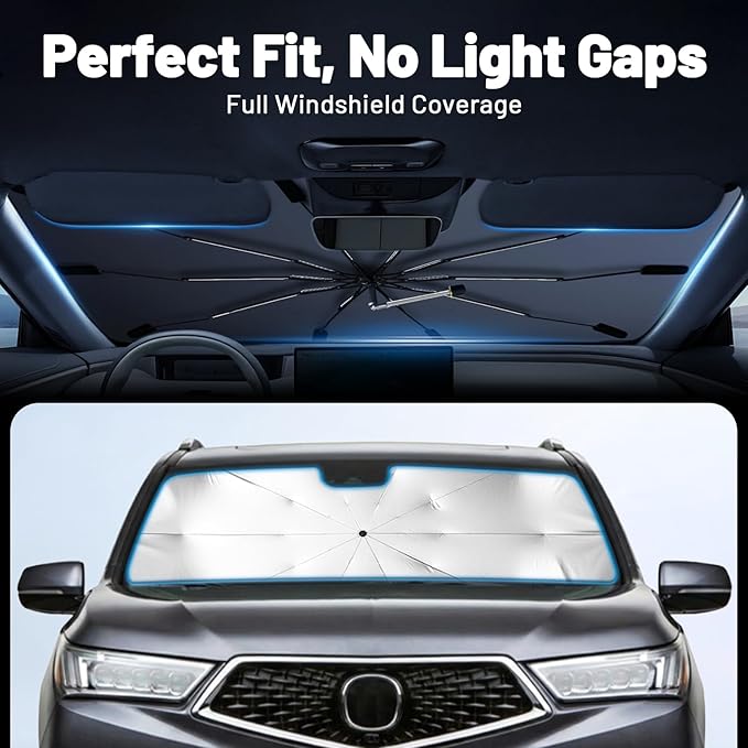 Car Windshield Sun Shade for Toyota 4Runner 2010-2026 –[Reflective Coated Fabric] Sunshade Umbrella for Front Window, Car Shades Sun Visor Keep Car Cool and Protects Interior, 1:1 Exact Fit