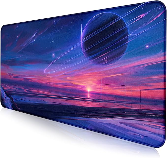 Anime Landscape Mouse Pad, Oversized Gaming Desk Pad, Space Planet Computer