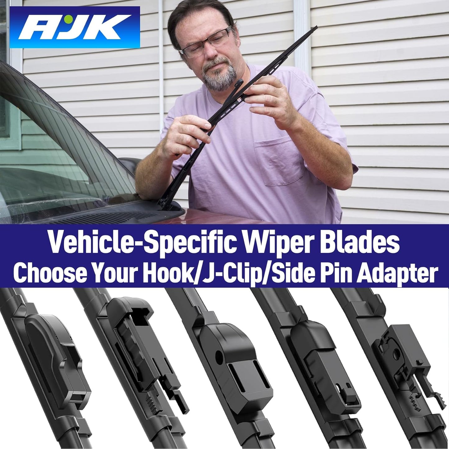 AJK Wiper Blades for Hyundai Elantra 2002 2003 2004 2005 2006 2007, 2 Piece All Weather OEM Quality Automotive Replacement Windshield Wiper Blades for My Car