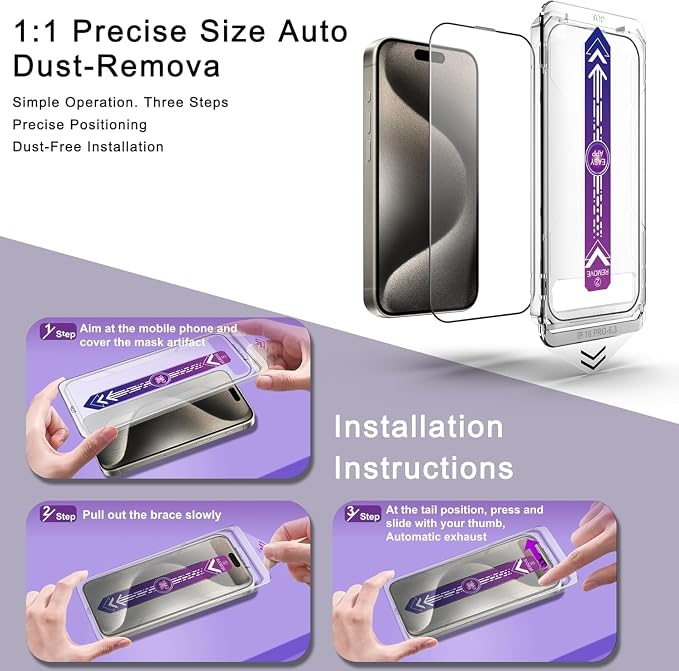 Screen Protector for iPhone 17, iPhone 16 Pro 6.3-Inch, 2 Pack, 9H Tempered