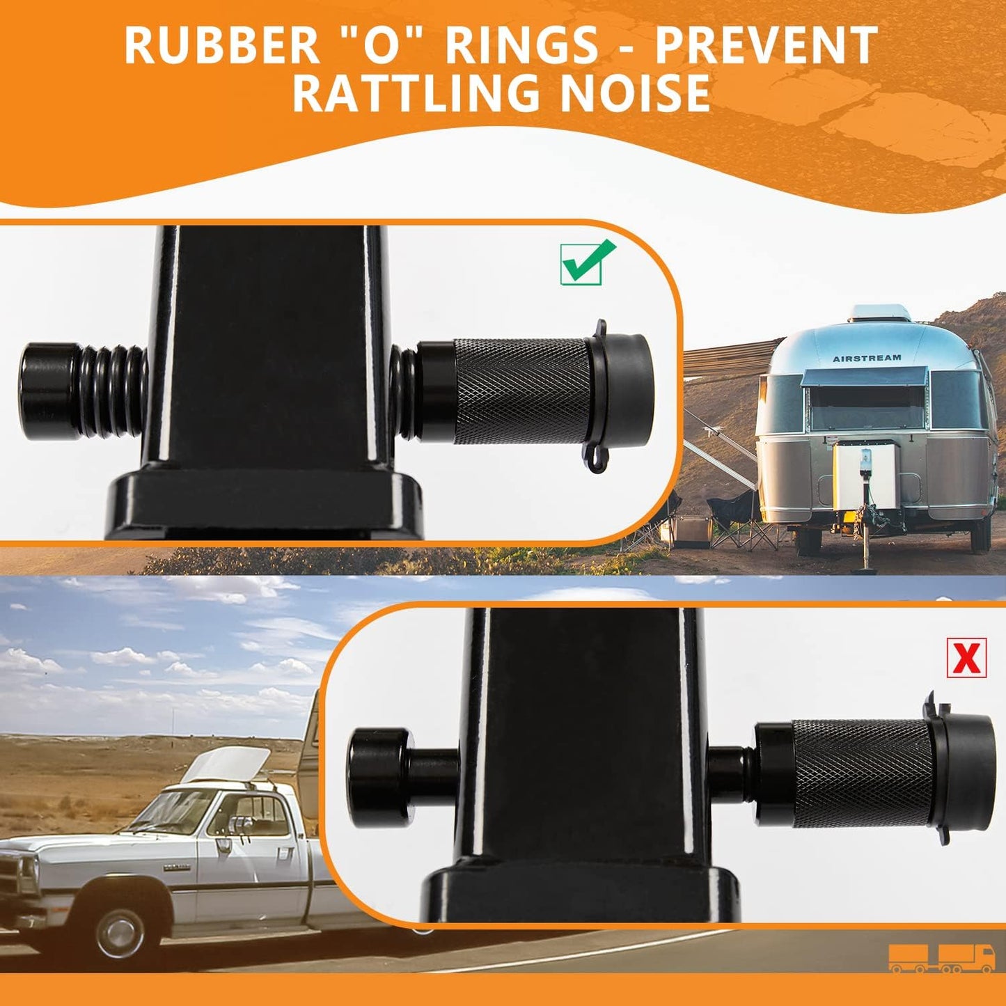 Trailer Hitch Locks, Hitch Lock with 5/8'' Dia 4” Long Pin Fits Class III IV V 2" 2-1/2", 3" & 3-1/2" Hitches, Locking Hitch Pin with Anti-Rattle O-Rings for Trailer Truck Boat (2 Pack)