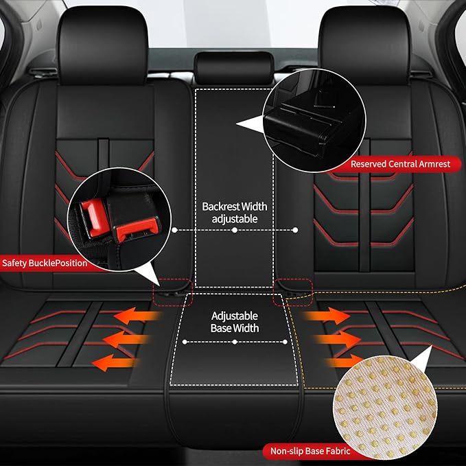 TTX LIGHTING Car Seat Covers fit for Chevrolet Trailblazer 2021-2026 Full Set: Premium Leather Automotive Seat Cover with Airbag Compatible Waterproof (5 Seats, Redline)