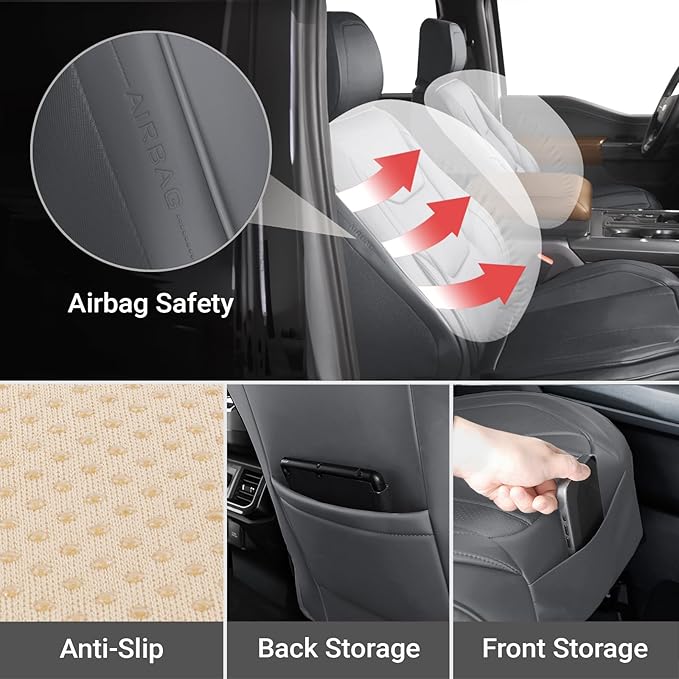 Coverland Custom Fit Car Seat Covers for SUV Compatible with [Buick Rainier, Chevy Trailblazer, Trailblazer EXT] Premium Waterproof Non-Slip Interior Seat Protector [Front Dark Gray - Size Chart A29]