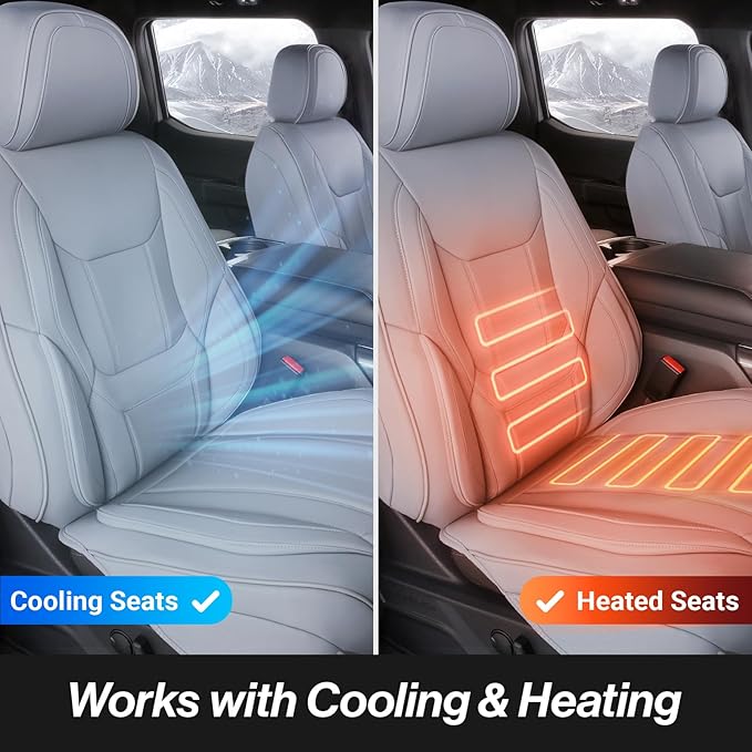 Coverland Custom Fit Car Seat Covers for SUV Compatible with [Highlander, Sequoia, Expedition, Q8, Discovery LR5] Premium Waterproof Non-Slip Interior Seat Protector [Front Gray - Size Chart A19]