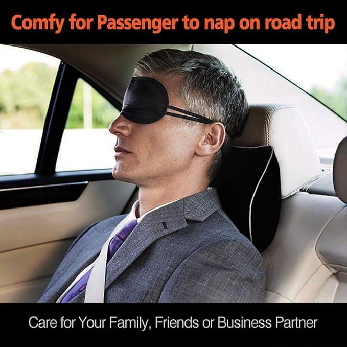 Car Neck Support Pillow for Driving, Car Seat Headrest Pillow with Soft Memory Foam (Red)