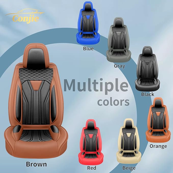 Fit Sonata Car Seat Covers Premium Leather for Hyundai Sonata 2007-2025 2026. Waterproof， Breathable, Scratch-Resistant & All-Weather Seat Cushion Protector（Full Set,Brown&Black