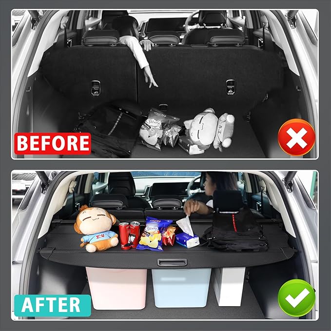 Cargo Cover for Jeep Grand Cherokee 2011-2021 Accessories Retractable Trunk Cover Security Shielding Shade Cargo Luggage Cover Trunk Privacy Protection (Carbon Fiber Texture)