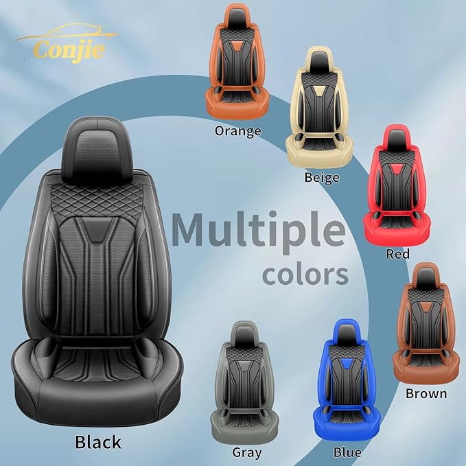 Fit Juke Car Seat Covers Compatible with Nissan Juke 2012-2015 2016 - Premium Leather， Waterproof Breathable， All-Weather Seat Cushion Protecto&Airbag Compatible (2 Front Seat All Black)