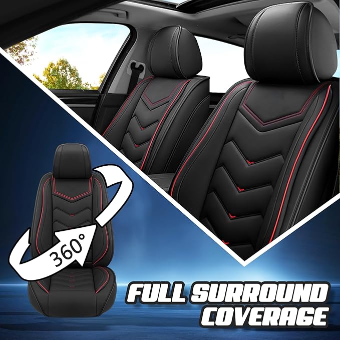 Car Seat Covers for Hyundai Sonata 2002-2026, Premium Nappa Leather Car Seat Cover, Stylish Sport Seat Covers， Automobile Seat Cover Sets.(Standard 2 Seats/Black)