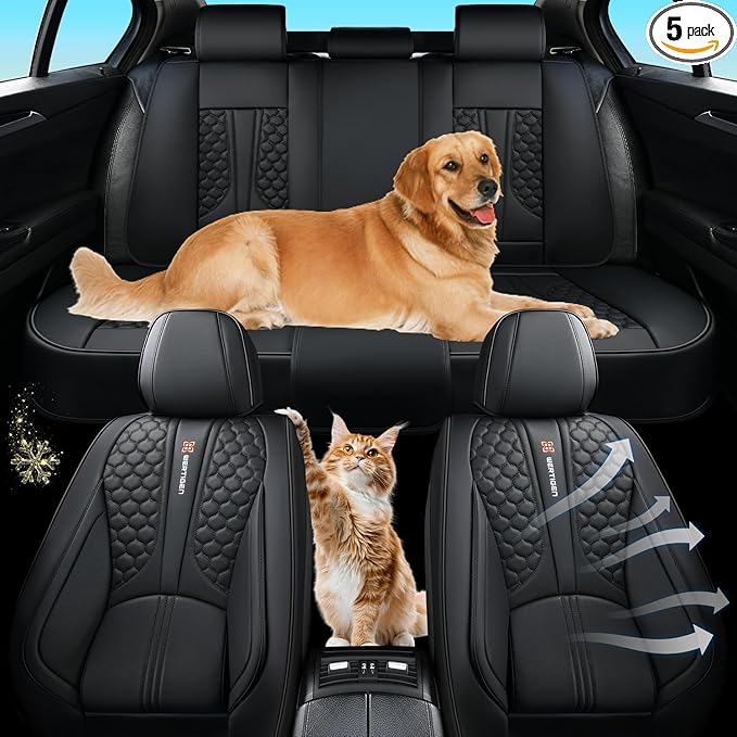 Black Car Seat Covers for Ford Bronco Sport 2021-2025 Car Seat Cover, PU Leather, 5 Piece Full Set, Anti-Slip, Waterproof, Beautify Interior, Beautify The Interior of Old Cars