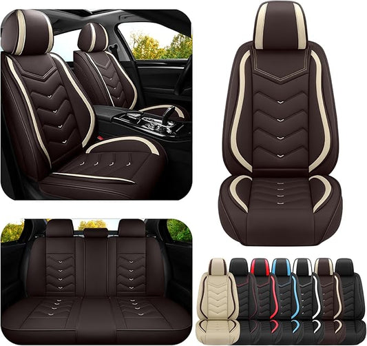 Car Seat Covers for Mitsubishi Outlander 2003-2025, Premium Nappa Leather Car Seat Cover, Stylish Sport Seat Covers， Automobile Seat Cover Sets.(Standard 5 Seats/Coffee Color)