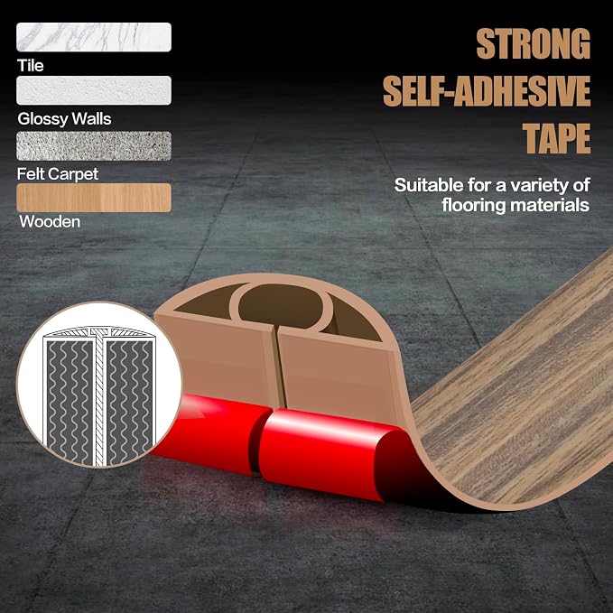 Floor Cord Cover Self Adhesive Cord Hider, 10FT Cable Management, Extension