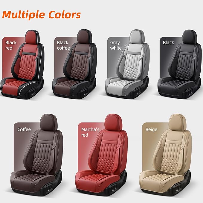 KEYOOG 2-Seater Waterproof and Breathable Nappa Leather Car Seat Covers Full Set, Fit for Front Seats of Cars, Compatible with Airbags, Car Seat Protector Covers for Most Cars - Black Coffee