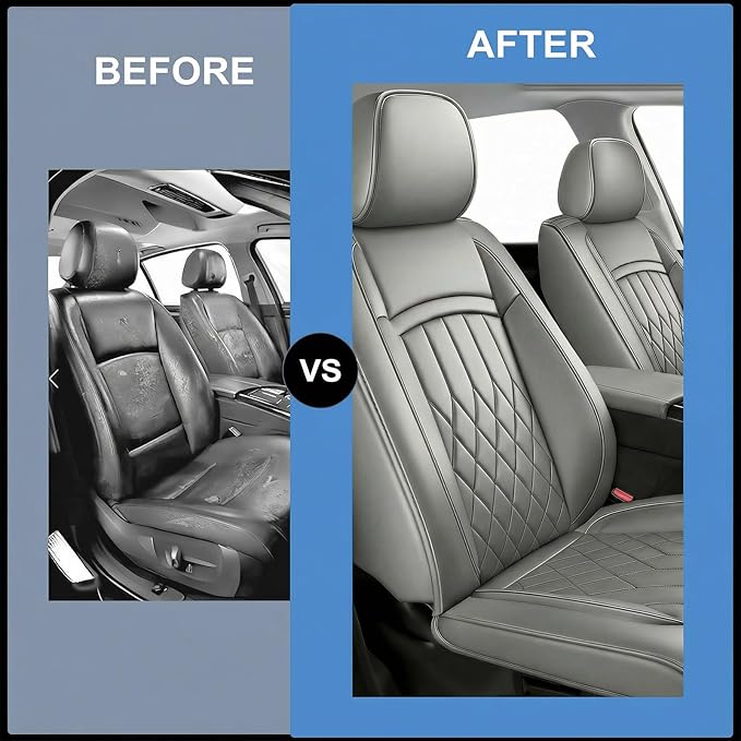 Fit TSX Car Seat Covers for Acura TSX 2003-2014 - Premium Leather, Waterproof, All-Weather, Airbag Compatible, Breathable, Easy Install, Seat Protectors, Only 2 Front seat Covers, Gray