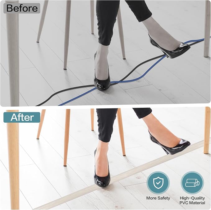 Floor Cord Cover Self Adhesive Cord Hider Floor Extension Cord Covers