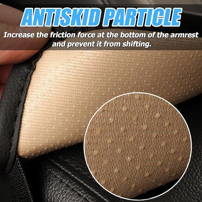 Car Center Console Cushion Pad, PU Leather Vehicle Armrest Cover Protector, Anti-Scratch Automotive Interior Arm Rest Seat Box Mat Accessories, Universal for SUV Sedan Truck (Black/Blue)