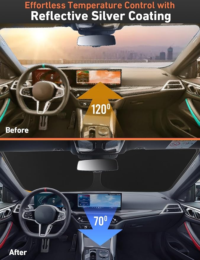 EcoNour Windshield Sunshade Compatible for Subaru Ascent 2019-2024 2025 2026, Sun Visor for Front Windshield & Window Sun Shade Cover, UV Heat Blocker & Protector, Car Accessories