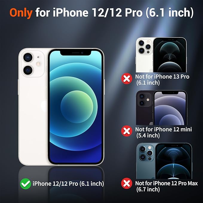 SUPFINE Magnetic for iPhone 12 Case/iPhone 12 Pro Case (Compatible with MagSafe)(Military Grade Drop Protection) Translucent Matte Shockproof Phone Cover,Black