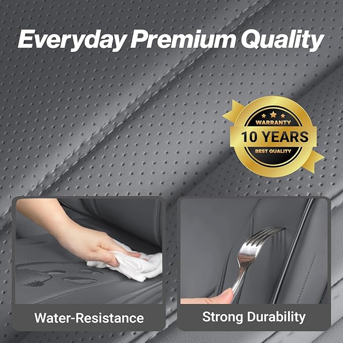 Coverland Custom Fit Car Seat Covers for SUV Compatible with [GV60, FX50, XC60, XC60 Recharge] Premium Water Resistant Leather Non-Slip Interior Protector [Full Set Dark Gray - Size Chart X54]