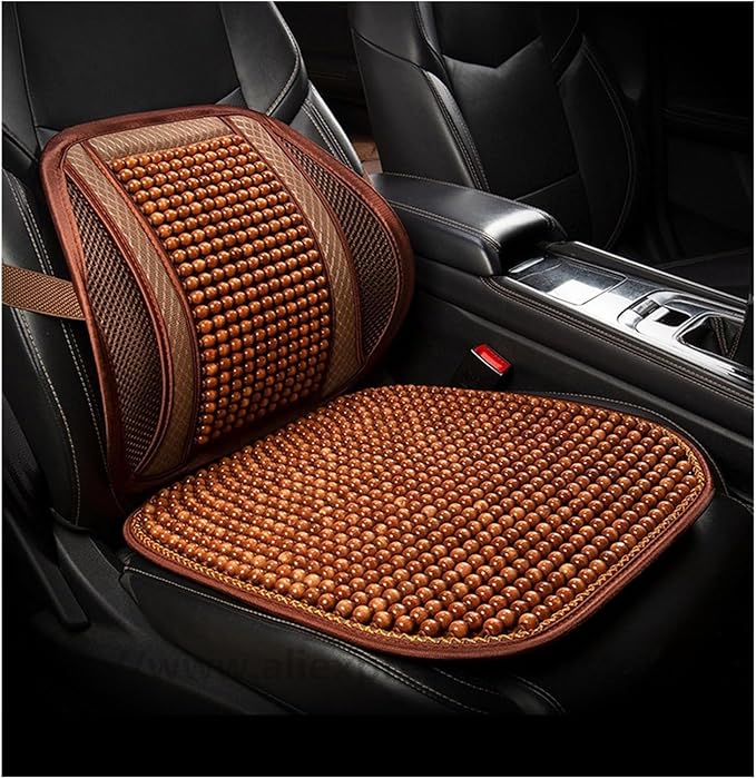 Car Seat Chair Back Cushion for Toyota RAV4 Prime 2025, Wooden Beads Ventilate Mesh Lumbar Brace Strong Durable Relieve Fatigue Summer Interior Accessories,A-Waist Cushion