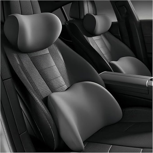 Car Lumbar Support Pillow and Car Neck Pillow Kit for Lexus CT ES GS GX is LC LS LX NX RC RX RZ, Car Seat Neck Back Rest Pillows, Ergonomic Car Seat Headrest & Lumbar Cushion,B Grey