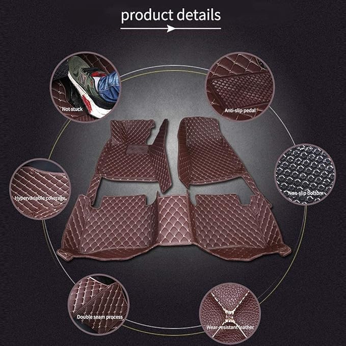 Custom Car Floor Mats for 96% Sedan SUV Sports Car Protection Full Coverage Pads Anti-Slip Leather Floor Lining All Weather Car Floor Mats (Black with Blue)