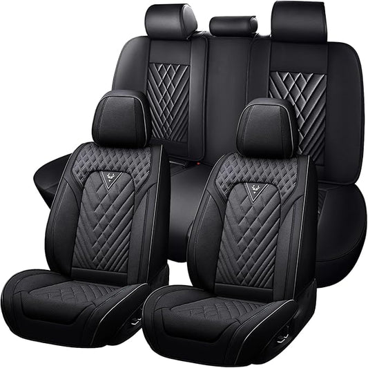 Truck Seat Covers for Nissan Frontier 2009-2026, Waterproof Premium Leather Full Coverage Car Seat Cover, Muscle Sport Style Auto Interior Seat Cover Sets (Full Set/Black)