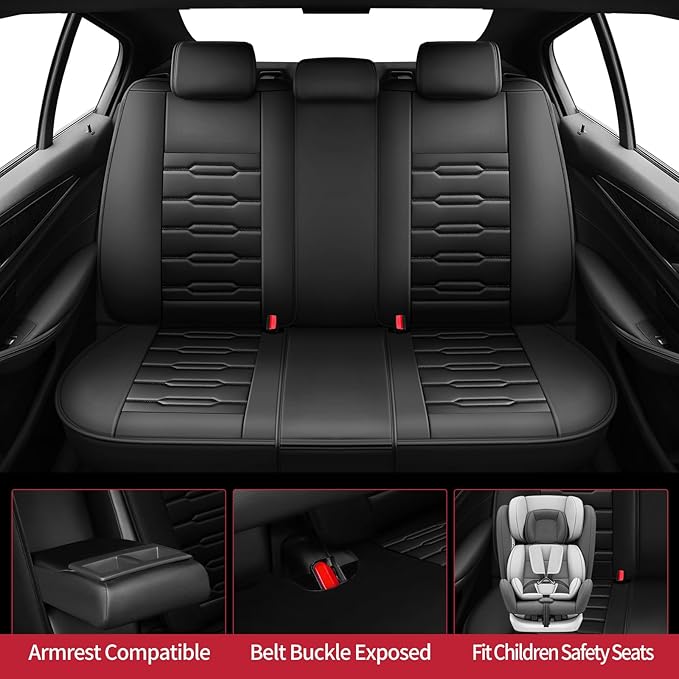 Fit Corolla Car Seat Covers for Toyota Corolla 2000-2024 2025 2026 - Upgraded Premium Waterproof & Breathable Leather, Airbag Compatible, All-Weather Seat Cushion Protector (Full Set, Black)