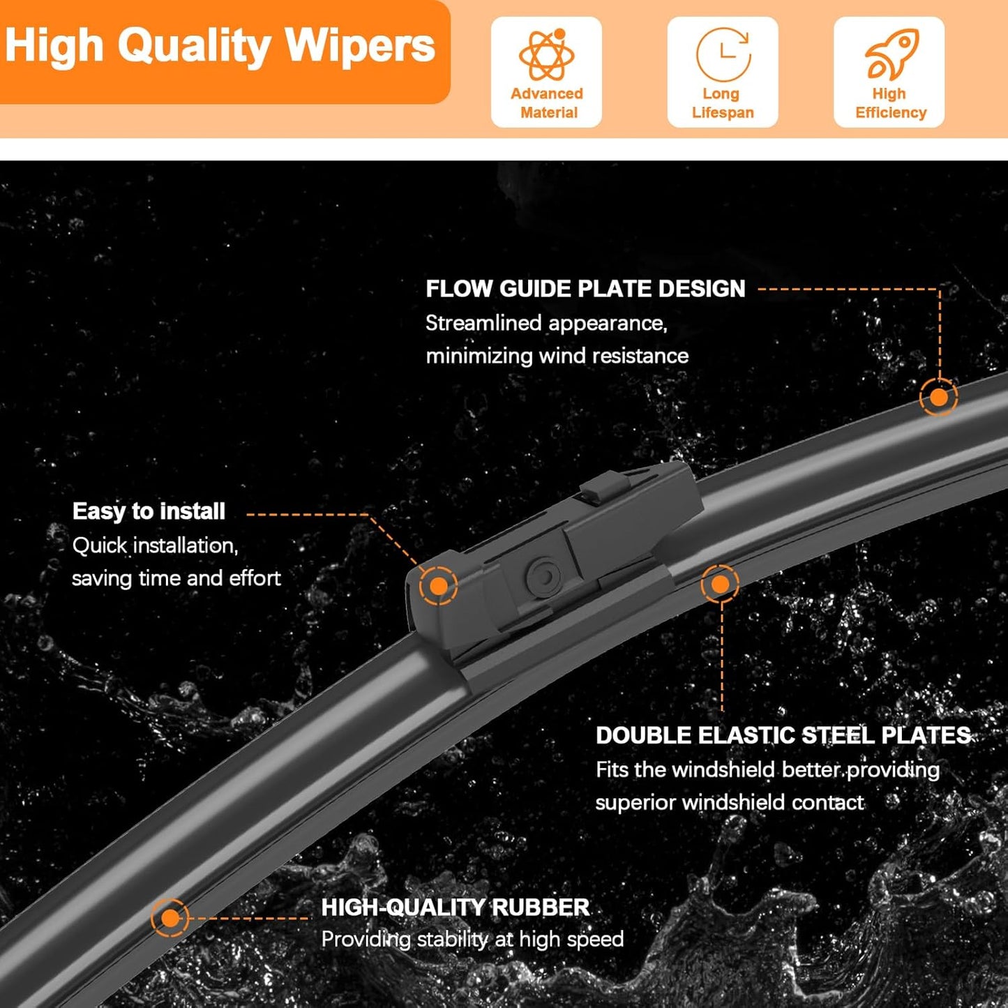 HULADAED® 24'' 20'' 15'' Windshield Wipers Replacement for Volvo XC90 2022-2016,Silicone Front Rear Wiper blades for MY Car-All Weather & Quiet(3 PACK)