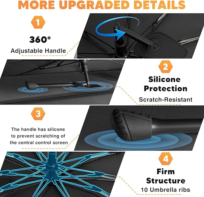 KUST Custom Fit Windshield Sun Shade Umbrella for Honda Civic 2016-2021 | Foldable Sunshade with Bendable Handle | Blocks Heat & UV Scratch Resistant Keep Cool Sunshield