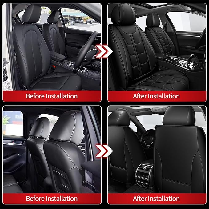 TTX LIGHTING Car Seat Covers fit for Hyundai Palisade 2020-2026 Front Seat: Premium Leather Automotive Seat Cover with Airbag Compatible Waterproof (2 Seats, Black)