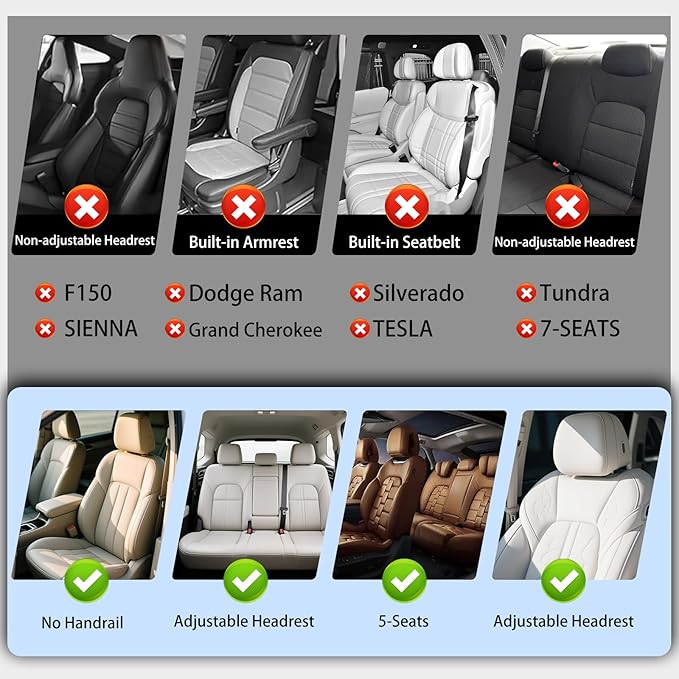 Full Coverage Faux Leather Car Seat Covers Full Set,Automotive Seat Covers for Cars,SUVs Pick-up Truck, Car Seat Cushion, Black and Grey Seat Covers,Front Seat Cover,Car Seat Protector