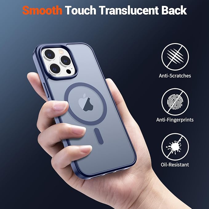 SUPFINE Magnetic for iPhone 14 Pro Case (Compatible with MagSafe) (Military Grade Drop Protection) Slim Translucent Matte Shockproof with Anti-Fingerprint Phone Case,Lavender Gray