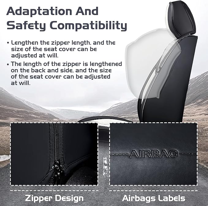 Truck Seat Covers for Ram 1500 2009-2026, Waterproof Premium Leather Full Coverage Car Seat Cover, Muscle Sport Style Auto Interior Seat Cover Sets (Full Set/Black White)