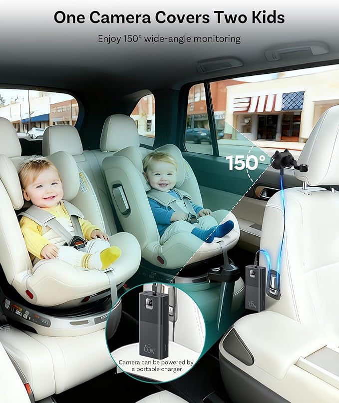 OTTOCAST Cabin Care Car Camera for Baby, Wireless CarPlay Adapter with 1080P Baby Car Camera, HD Night Vision, 150° Wide Angle, Real-Time Rear Seat Monitor, Easy Installation